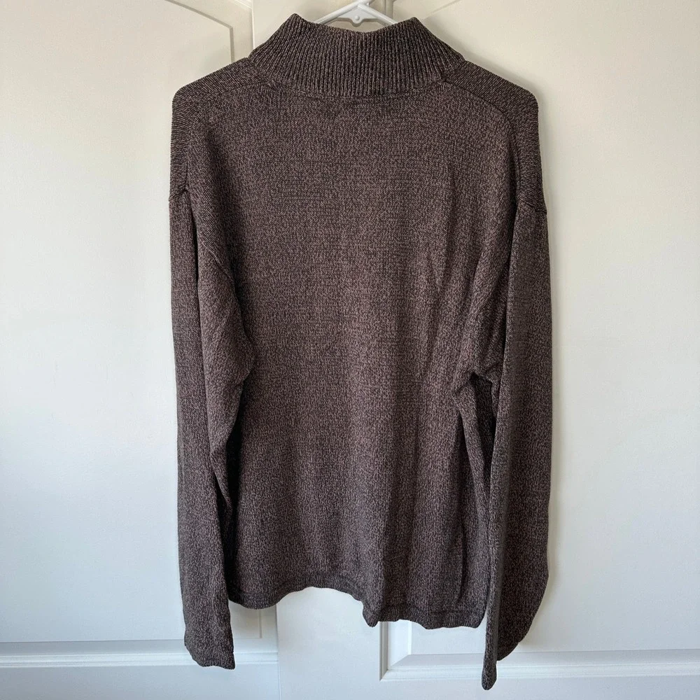 Oscar de la Renta Knit Button Sweater Pullover‎ Mock Neck Brown Pink Henley XXL